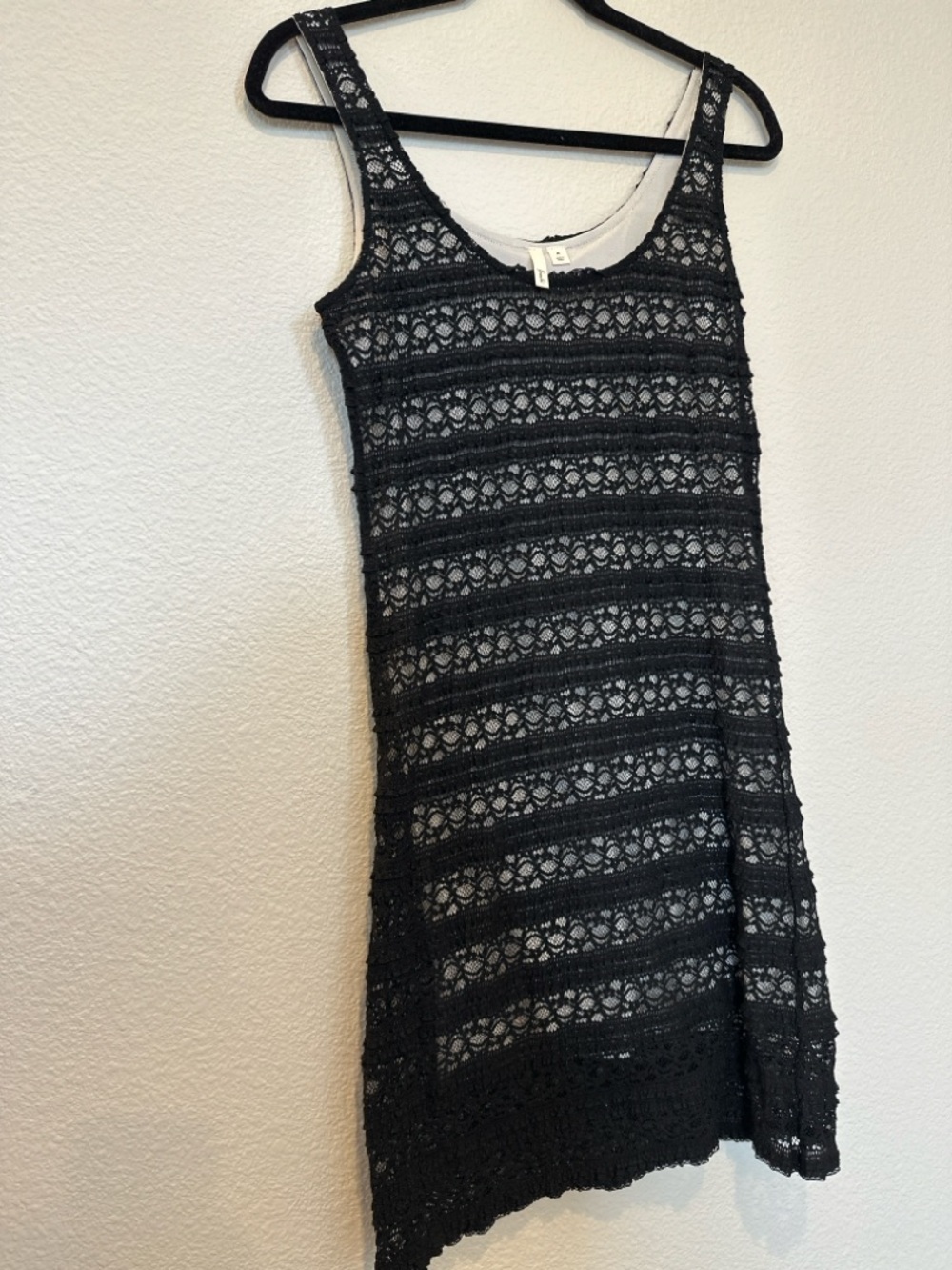 Frenchi Black Lace Dress Medium Sheer Crochet Sexy Boho Layered